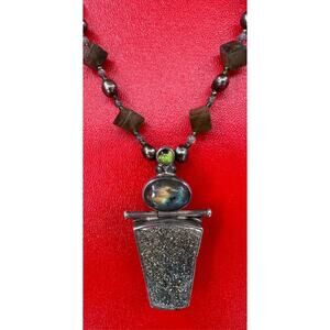 Darla N Sterling Silver 925 Hinged Brooch Pendant On Pearl, Stone, Bead Necklace